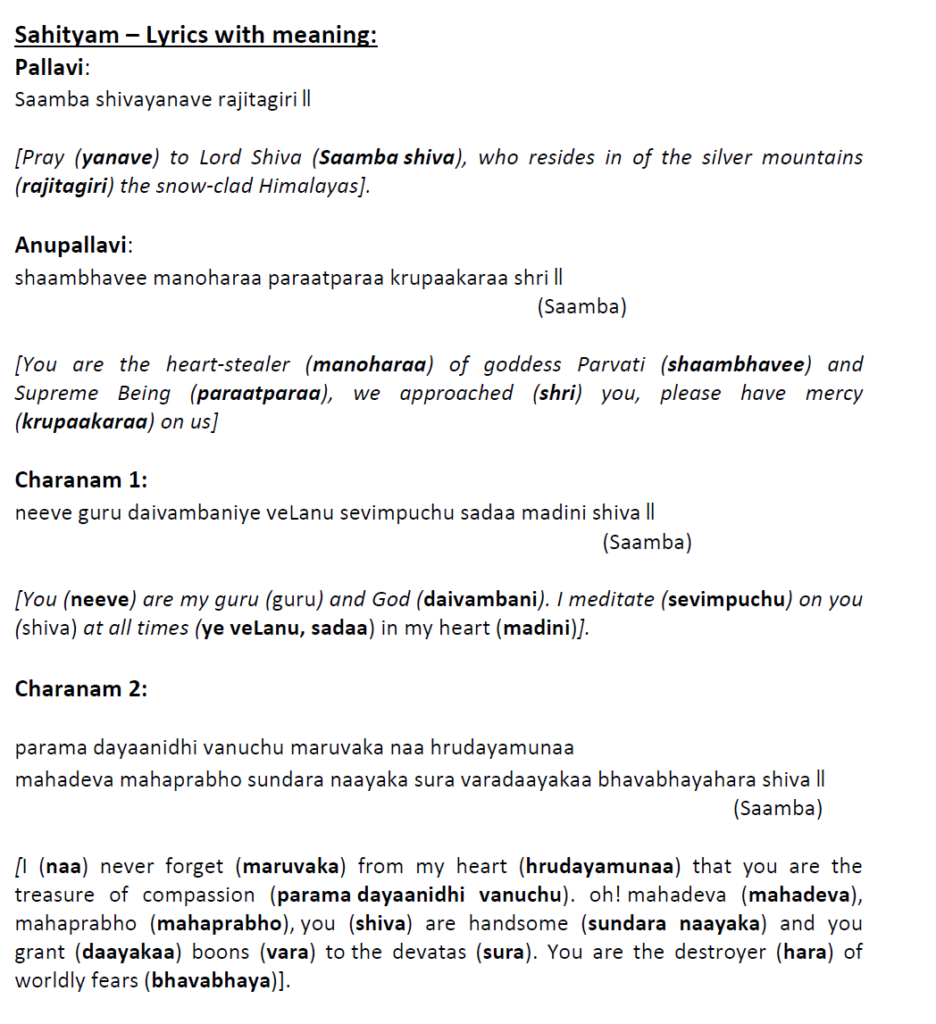 swarajati Sahityam with Meaning 1