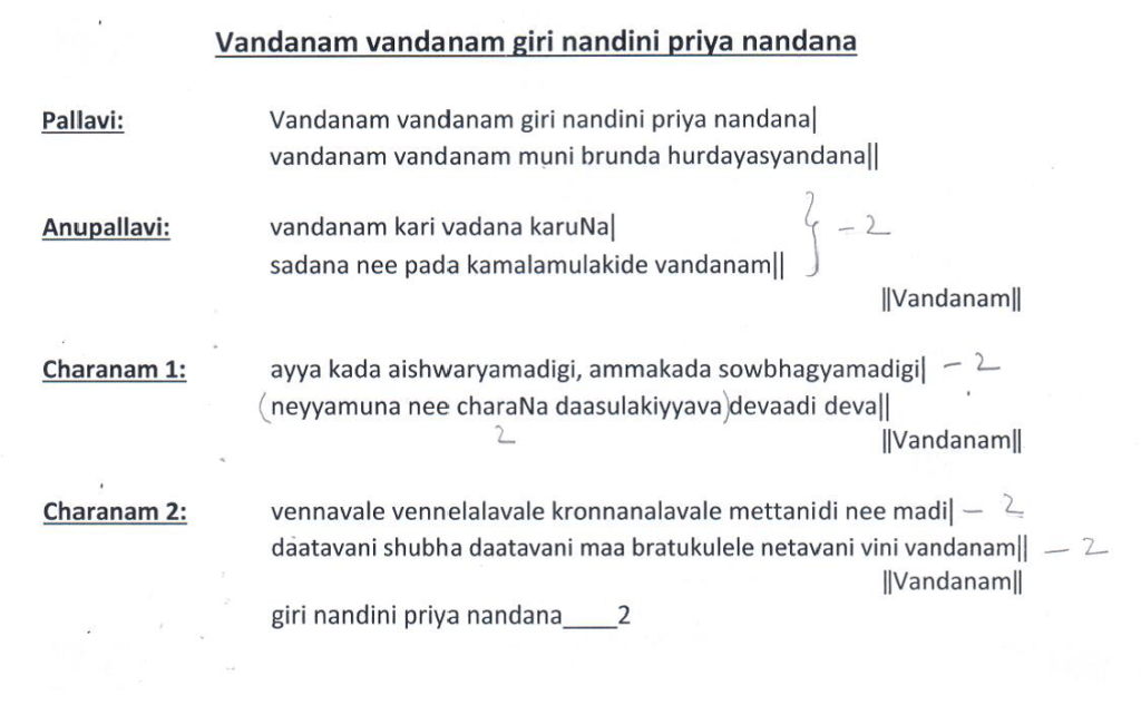 Vandanam vandanam giri nandini priya nandana