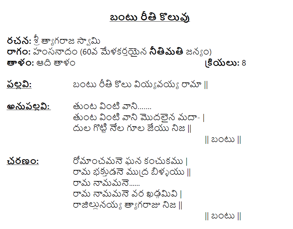 Bantureethi koluvu lyrics in Telugu