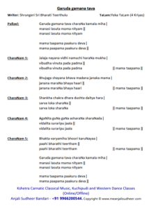 Garuda gamana tava lyrics in English